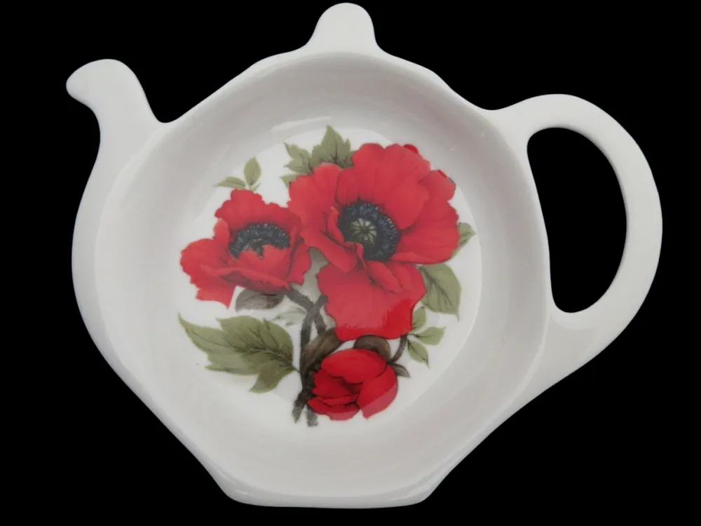 Tea Bag Holders & Squeezers|Adderley Ceramics Autumn Poppy Tea Tidy
