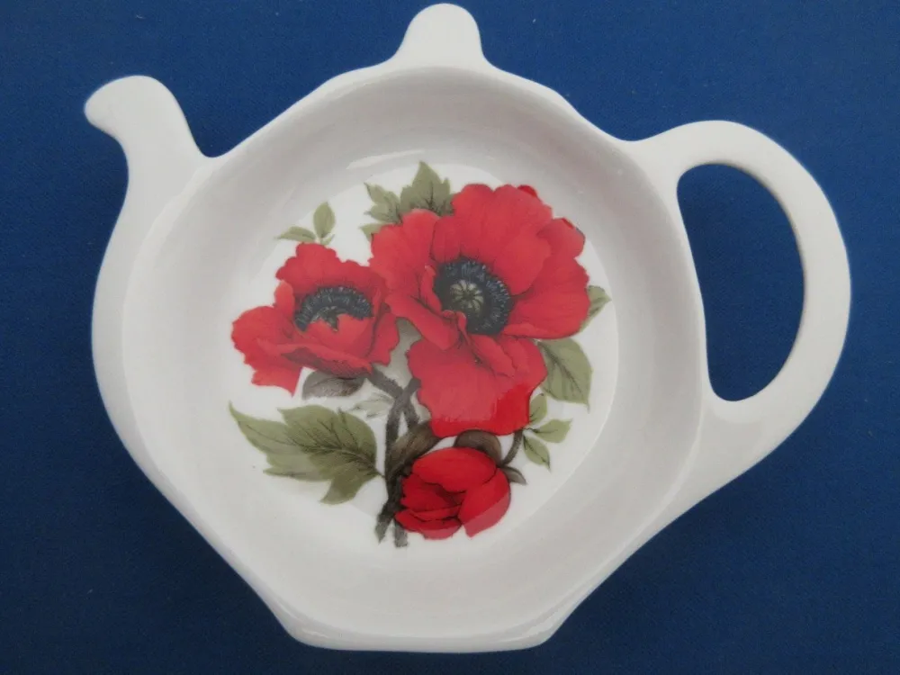 Tea Bag Holders & Squeezers|Adderley Ceramics Autumn Poppy Tea Tidy
