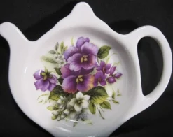 Tea Bag Holders & Squeezers|Adderley Ceramics Pansy Tea Tidy
