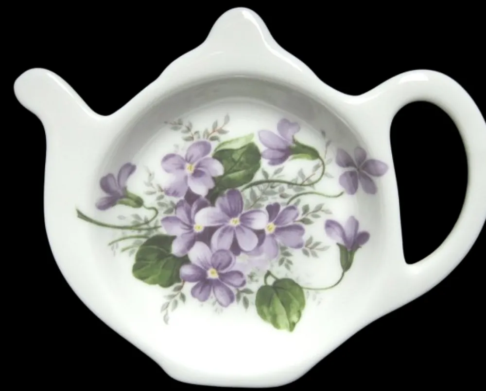 Tea Bag Holders & Squeezers|Adderley Ceramics Wild Violet Tea Tidy