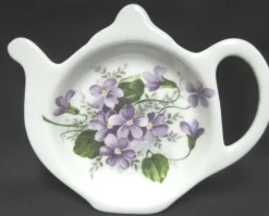 Tea Bag Holders & Squeezers|Adderley Ceramics Wild Violet Tea Tidy