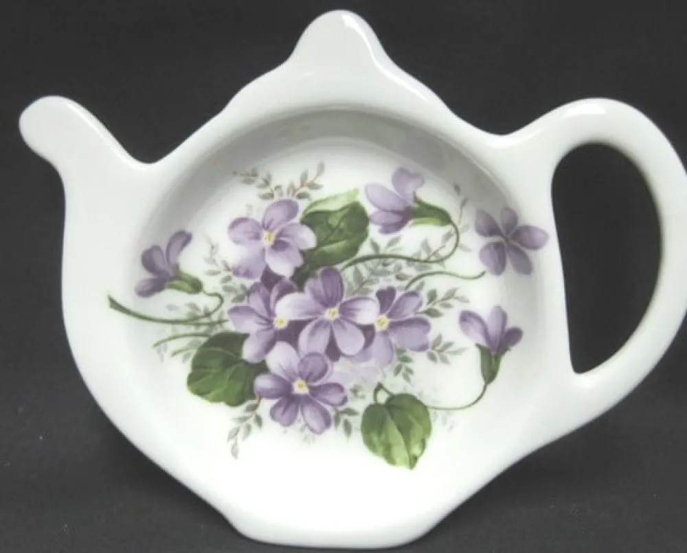 Tea Bag Holders & Squeezers|Adderley Ceramics Wild Violet Tea Tidy