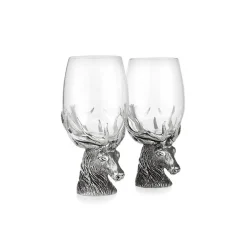 Pewter Gifts & Jewelry|Glasses & Steins|A.E. Williams Stag Wine Glass Pair
