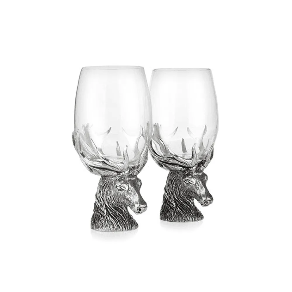 Pewter Gifts & Jewelry|Glasses & Steins|A.E. Williams Stag Wine Glass Pair