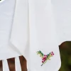 April Cornell Tea Towels|Candy Cane Ecru Cross Stitch Embroidered Tea Napkins