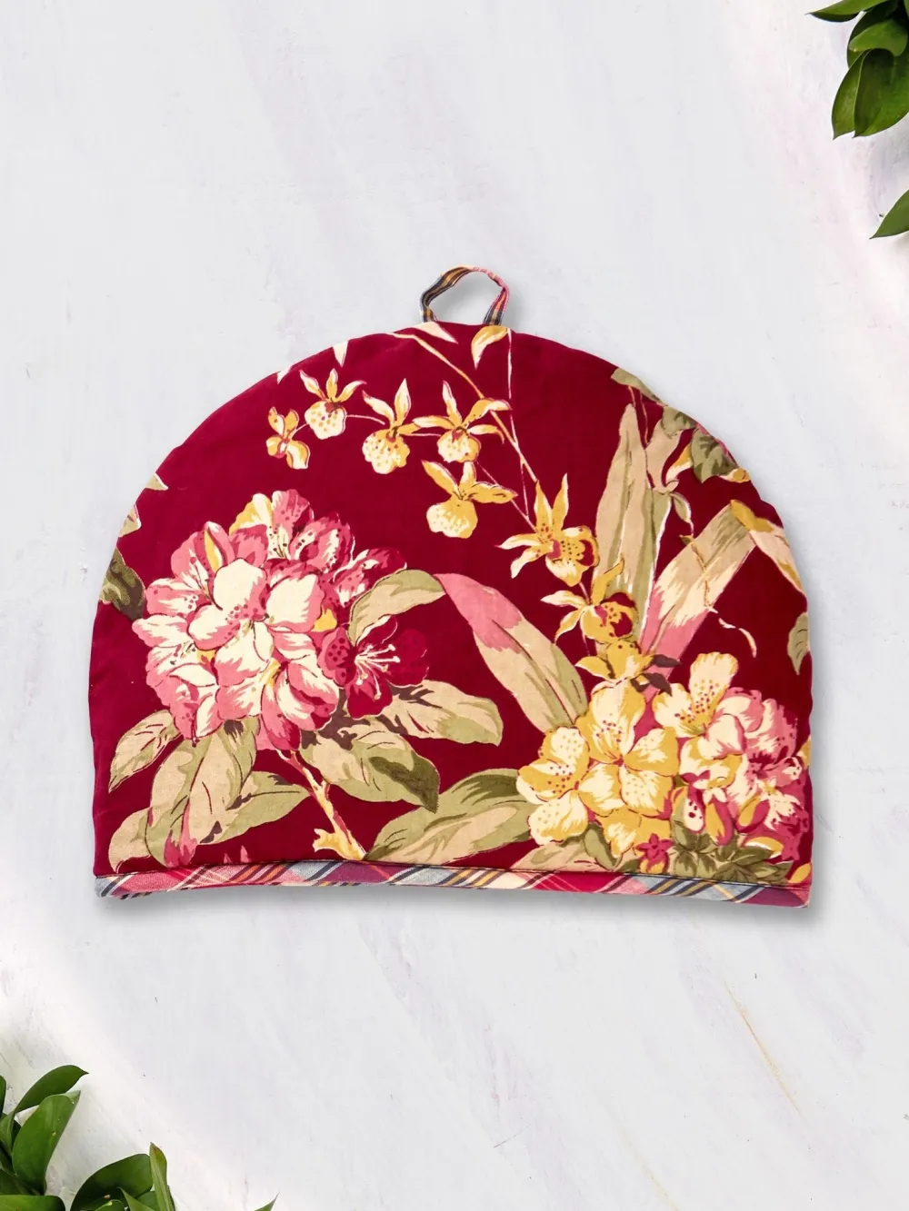 April Cornell Tea Cosies|Cranberry Patchwork Tea Cozy