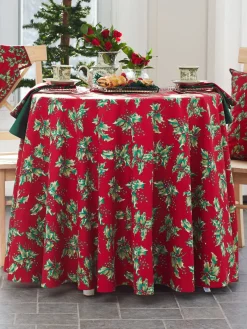 April Cornell Tablecloths|Deck the Holly Round Tablecloth