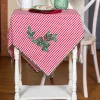 April Cornell Tablecloths|Holly Gingham Embroidered Square Tablecloth, 36" x 36"