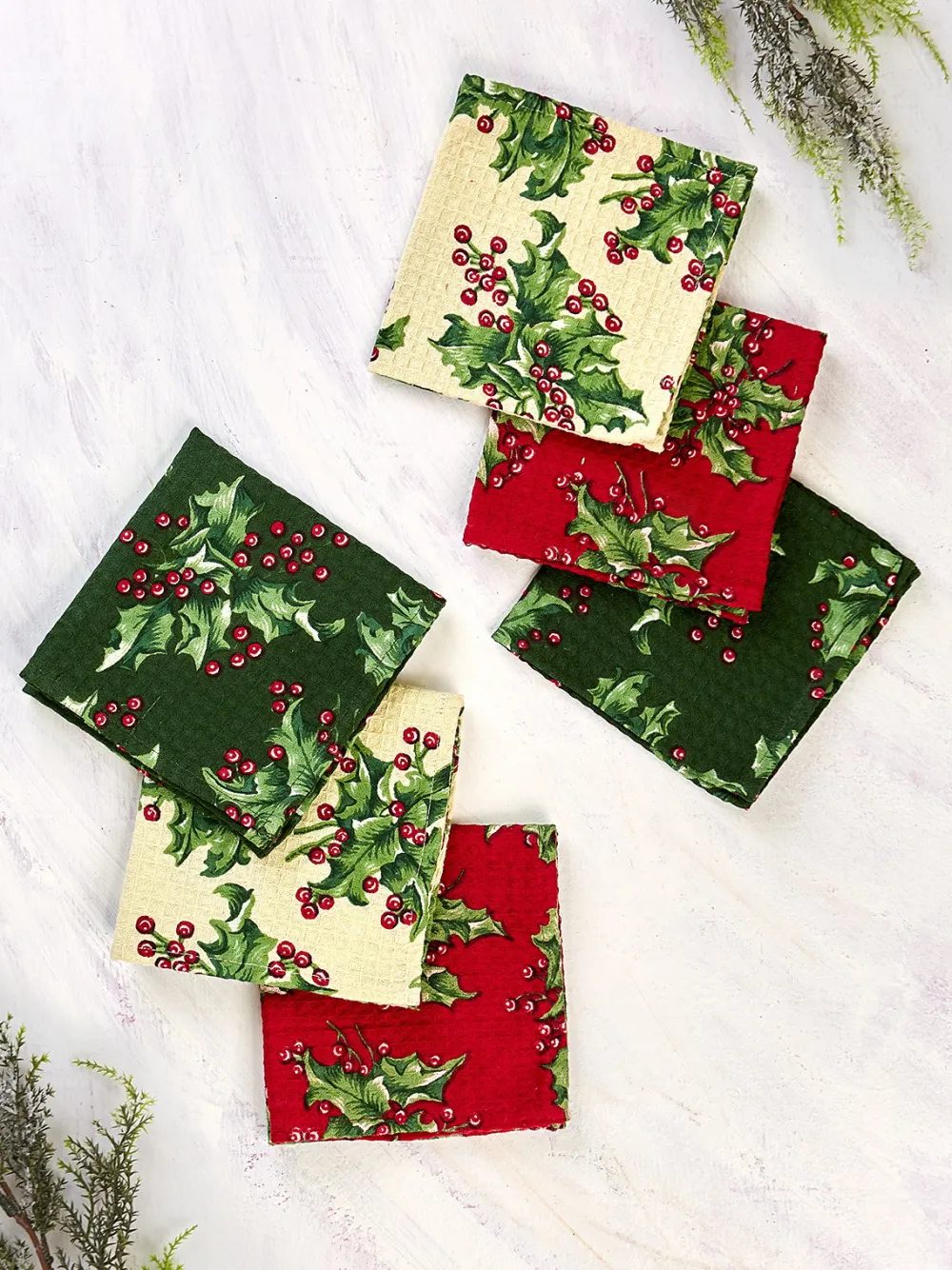 April Cornell Tea Towels|Holly Patchwork Tiny Towel Bundle, Set of 6