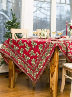 April Cornell Tablecloths|Holly Red Square Tablecloth