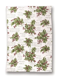 April Cornell Tea Towels|Holly Song Ecru Tea Towel
