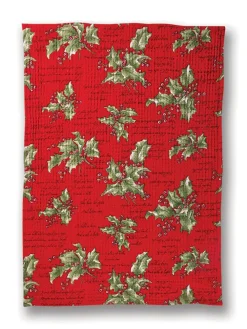 April Cornell Tea Towels|Holly Song Red Tea Towel
