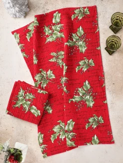 April Cornell Tea Towels|Holly Song Red Tea Towel