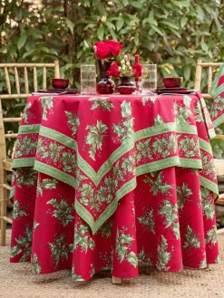 April Cornell Tablecloths|Holly Song Red 88