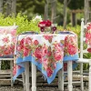 April Cornell Tablecloths|La Vie En Rose Blue Square Tablecloth