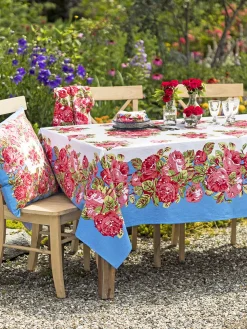 April Cornell Tablecloths|La Vie En Rose Blue Tablecloth, 60" x 90"