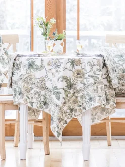 April Cornell Tablecloths|Lillian Ecru Tablecloth, 54" x 54"