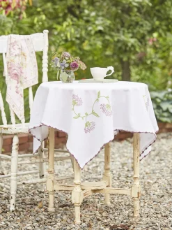 April Cornell Tablecloths|Misty Morning Embroidered Tablecloth 36x36