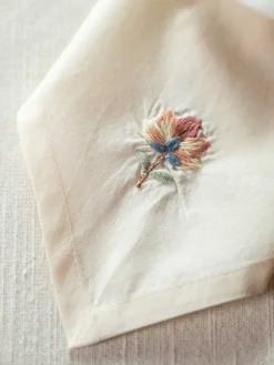 April Cornell Cotton Napkins|Nature's Beauty Ecru Embroidered Tea Napkins