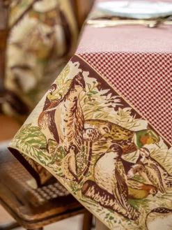 April Cornell Tablecloths|Pheasant Cabernet Tablecloth, 60
