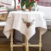 April Cornell Tablecloths|Poinsettia Embroidered Tablecloth, 36" x 36"