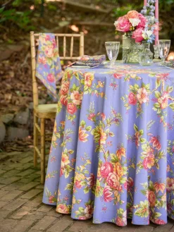 April Cornell Tablecloths|Rosemary Periwinkle 88" Round Tablecloth