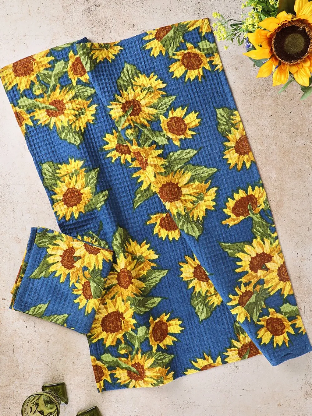 April Cornell Tea Towels|Sunflower Valley Navy Tea Towel