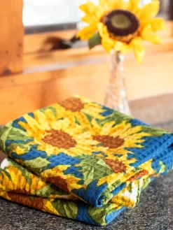 April Cornell Tea Towels|Sunflower Valley Navy Tea Towel