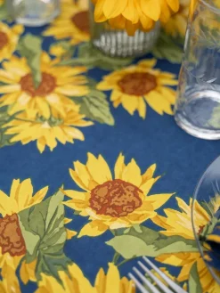 April Cornell Tablecloths|Sunflower Valley Navy Tablecloth, 60" x 108"