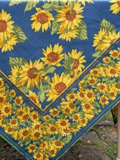 April Cornell Tablecloths|Sunflower Valley Navy Tablecloth, 60