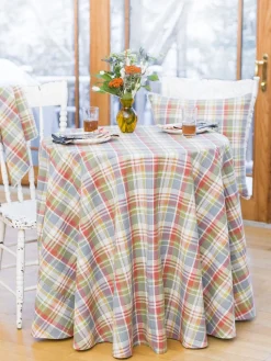 April Cornell Tablecloths|Sunwashed Plaid Round Tablecloth