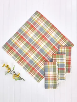 April Cornell Cotton Napkins|Sunwashed Plaid Cotton Napkin Set