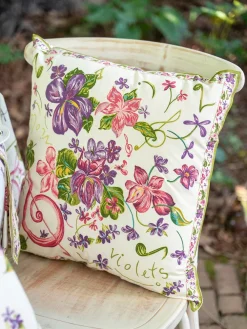 April Cornell Throws & Pillows|Violets Ecru Cushion Cover