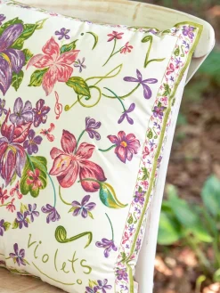 April Cornell Throws & Pillows|Violets Ecru Cushion Cover