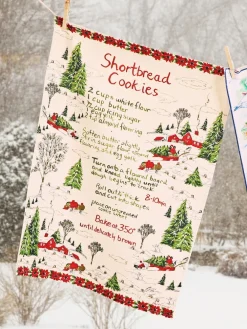April Cornell Tea Towels|Yuletide White Shortbread Tea Towel