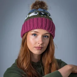 Hats|Souvenirs|Aran Rose Sheep Pom Pom Hat