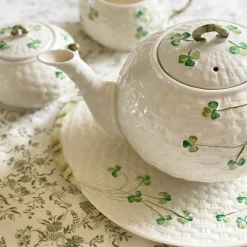 Belleek Belleek|Creamers & Sugar Bowls|Classic Shamrock Sugar Bowl