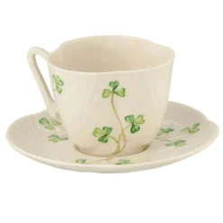 Belleek Belleek|Teacups & Saucers|Shamrock Harp Teacup & Saucer