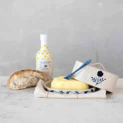 Kitchen Tools|Blue & White Butter Dish with Flower