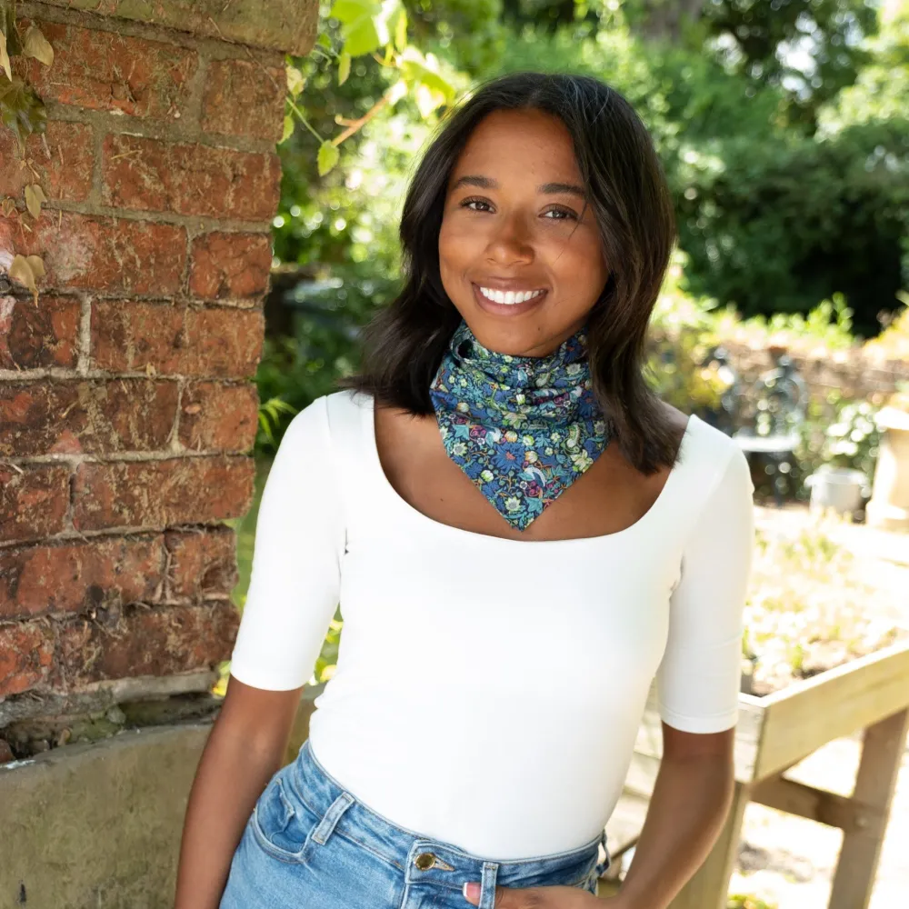 Handkerchiefs|Scarves & Wraps|Blue Strawberry Thief Square Bandana
