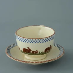 Brixton Pottery Teacups & Saucers|Rabbits Breakfast Cup & Saucer