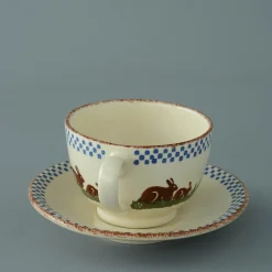 Brixton Pottery Teacups & Saucers|Rabbits Breakfast Cup & Saucer