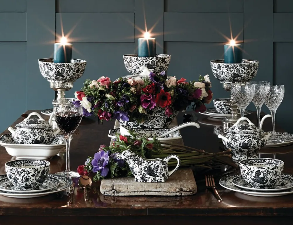 Burleigh Pottery Burleigh Pottery|Creamers & Sugar Bowls|Black Regal Peacock Cow Creamer