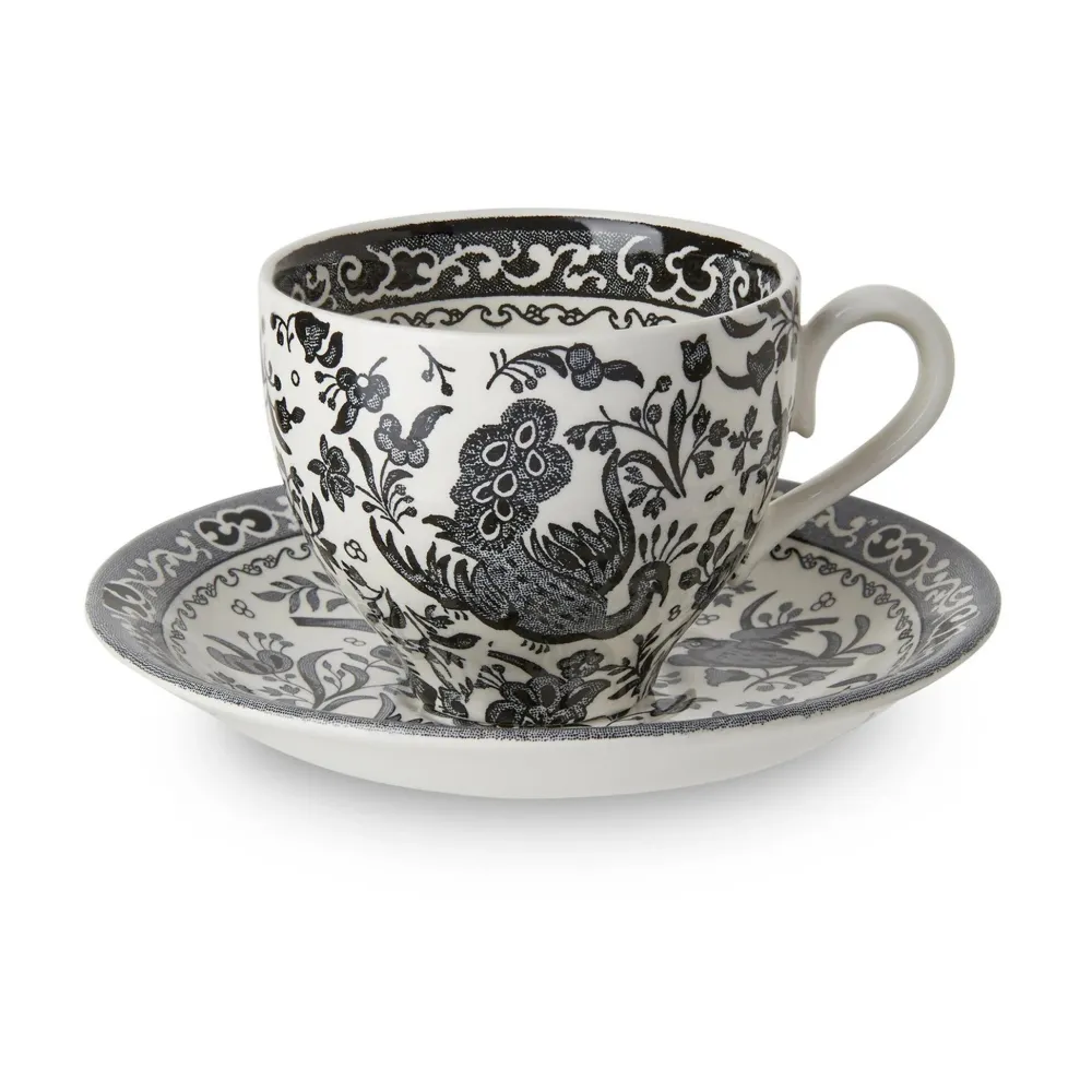 Burleigh Pottery Burleigh Pottery|Teacups & Saucers|Black Regal Peacock Teacup & Saucer