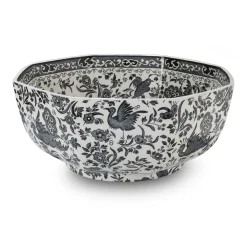 Burleigh Pottery Burleigh Pottery|Black Regal Peacock Octagonal Medium Bowl
