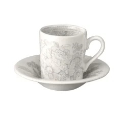 Burleigh Pottery Burleigh Pottery|Dove Grey Asiatic Pheasants Espresso Cup & Saucer