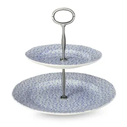 Burleigh Pottery Burleigh Pottery|Serving Plates|Pale Blue Felicity 2 Tier Cake Stand