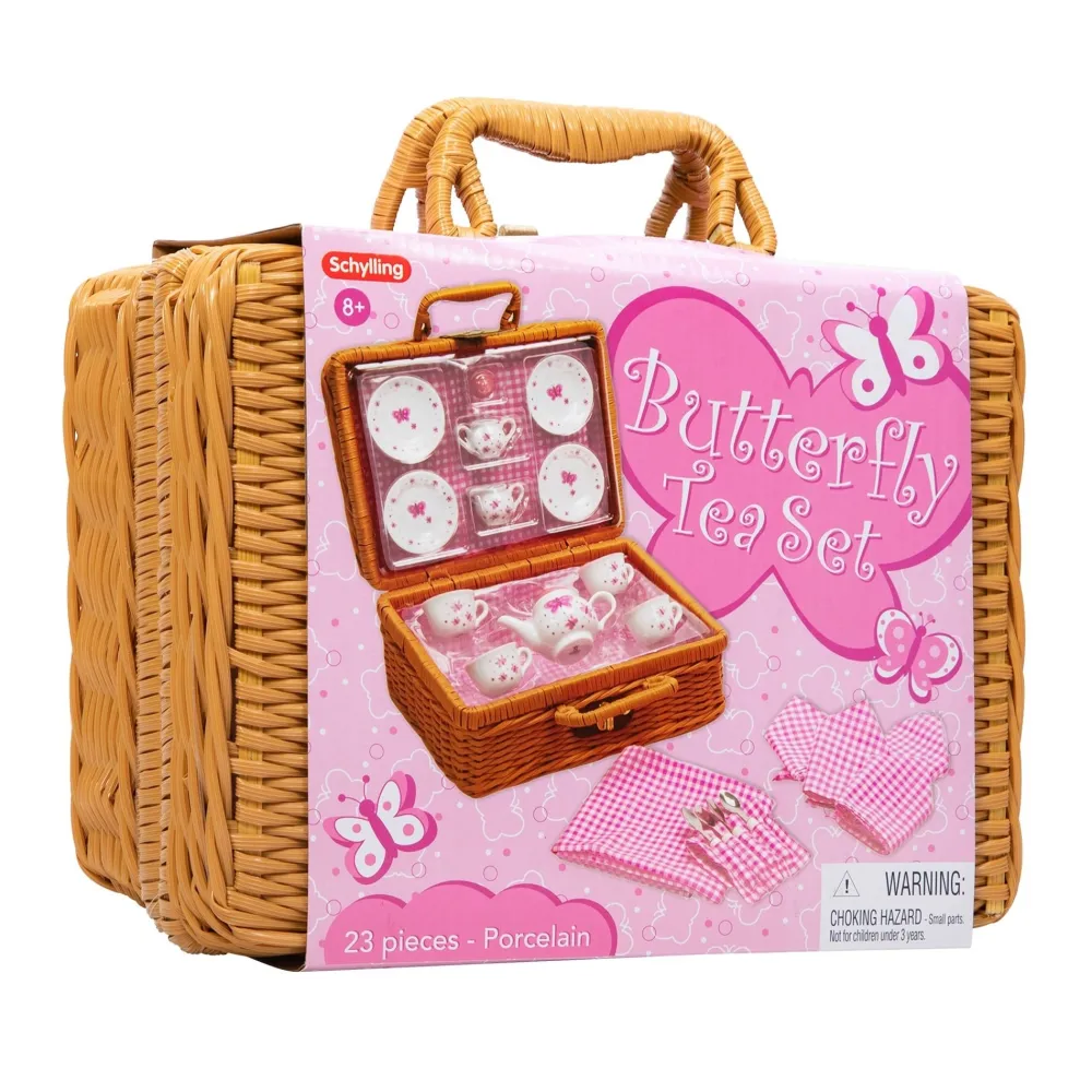 Toys|Children's Tea Sets|Butterfly Tea Set Basket