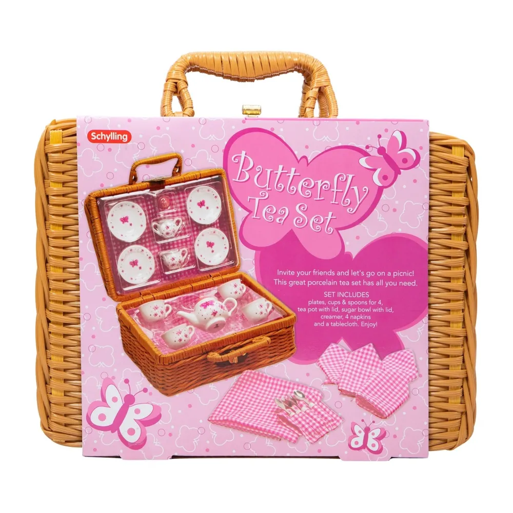 Toys|Children's Tea Sets|Butterfly Tea Set Basket