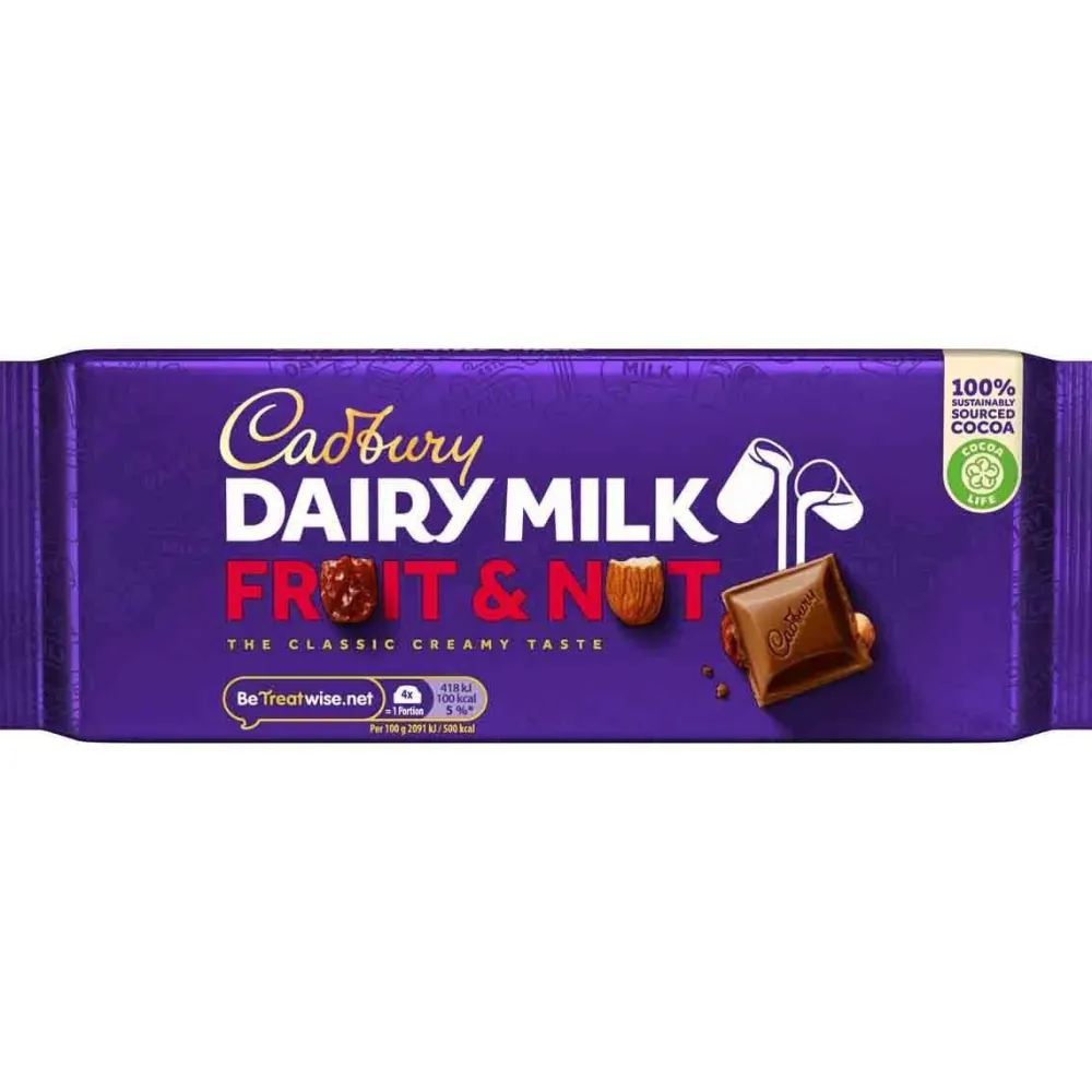 British Chocolate|Cadbury Dairy Milk Fruit & Nut Bar 180g